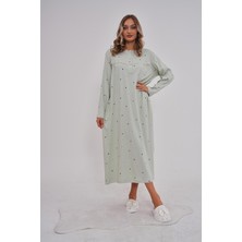 Mecit Pijama Mecit 6152 Fıstık Yeşili Kadın %100 Pamuk Büyük Beden Gecelik