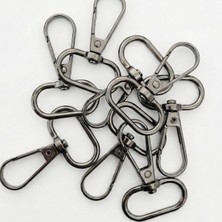 Orhan Çanta 2.5 cm Yaylı Kanca Siyah Nikel (Antrasit) - Metal Çanta ve Cüzdan Askı Klipsi - 50 Adet