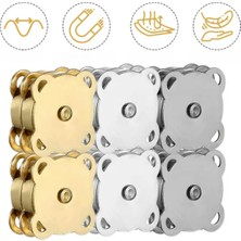 Orhan Çanta 6'lı Mix Set Dikilebilir Mıknatıslı Çıtçıt - 18 mm Karışık Renk (Gümüş, Gold, Siyah) Çanta Kilidi