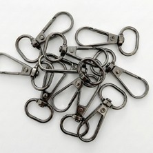 Orhan Çanta 2 cm Yaylı Kanca Siyah Nikel (Antrasit) - Metal Çanta ve Cüzdan Askı Klipsi - 5 Adet