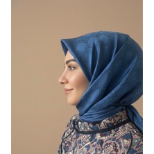 Sevimia Scarf İpeksi Jakar Eşarp mavi