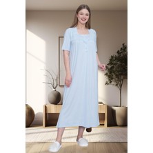 Mecit Pijama Mecit 6049 Mavi Büyük Beden Kadın Gecelik