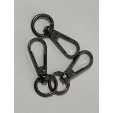 Orhan Çanta 1 cm Yaylı Kanca Siyah Nikel (Antrasit) - Metal Çanta ve Cüzdan Askı Klipsi - 10 Adet