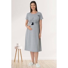 Mecit Pijama Mecit 5427 Gri Emzirme Özellikli Hamile Lohusa Elbise