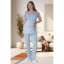 Mecit Pijama Mecit 6009 Mavi Hamile Lohusa Pijama Takımı