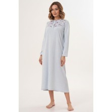 Mecit Pijama Mecit 6207 Mavi Büyük Beden Kadın Gecelik