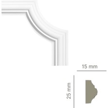 Duvar Çıtası Köşe, 2.5 Cm, Klasik, (25X15 mm Çıta ile Uyumlu), Polistren, Boyanabilir