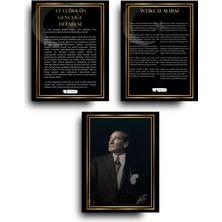 Atatürk Köşesi 3'lü Anlamlı Mdf Tablo Seti