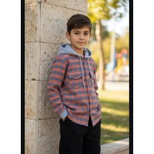 Gala Stil Gala Kolu Lastkli Kapüşonlu Çizgili Unisex Çocuk Gömlek
