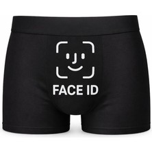 Onudabunuda Baskılı Erkek Boxer Face Id Desenli Pamuklu Kırmızı Siyah