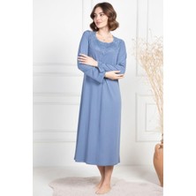 Mecit Pijama Mecit 6106 Indigo Büyük Beden Kadın Gecelik