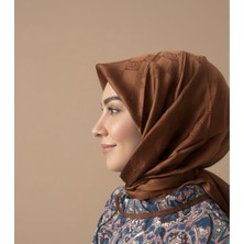 Sevimia Scarf İpeksi Jakar Eşarp kahverengi