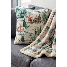 Sleep Garden Tv Battaniyesi & Kırlent Set Iki Taraflı Peluş Desenli Konforlu & Şık