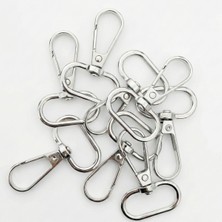 Orhan Çanta 2.5 cm Yaylı Kanca Nikel (Gümüş) - Metal Çanta ve Cüzdan Askı Klipsi - 10 Adet