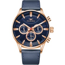 Ferro Lacivert Deri Kordon Erkek Kol Saati LFM11180B-T