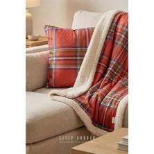 Sleep Garden Tv Battaniyesi Iki Taraflı & Kırlent Set Peluş Kırmızı Konforlu & Şık