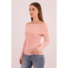 Armonika Kadın Pudra Madonna Yaka Triko Kazak ARM-26K136062