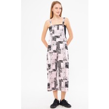 Armonika Kadın Toz Pembe Desenli Bahçivan Tulum ARM-24Y001106