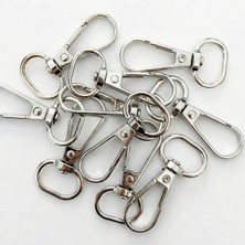 Orhan Çanta 2 cm Yaylı Kanca Nikel (Gümüş) - Metal Çanta ve Cüzdan Askı Klipsi - 15 Adet