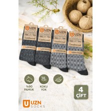 Uzn Socks Lambswool Erkek Kışlık Çorap – %80 Pamuk, Koku Yapmaz, Sıcak Tutan – 4 Çift