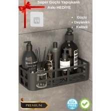 Costurera Banyo Düzenleyici Organizer Şampuanlık Havlupan Askısı Havluluk Siyah Banyo Duş Rafı Mutfak Rafı