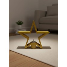 Flamex Sarı Yıldız Mumluk Modern Salon ve Raf Dekoru
