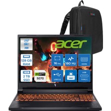 Acer Nitro V16 Aı Intel Core™ 7 240H 128GB Ddr5 2tb SSD RTX5070/8GB 95W Wuxga (1920X1200) IPS 180Hz Freedos Taşınabilir Gaming Bilgisayar NHQZREY002F39+ZETTAÇANTA