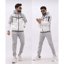 Atk Giyim Atkgiyim Tech Fleece  Erkek Renk Bloklu Su Geçirmez Fermuar Detaylı Kapüşonlu Eşofman Takımı