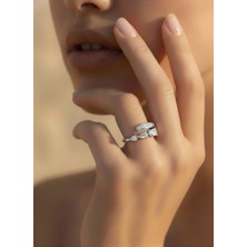 Eva Takı Store Ayarlanabilir Damla Model Zirkon Taşlı Silver Renk Çelik Yüzük