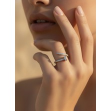Eva Takı Store Ayarlanabilir Çivi Model Zirkon Taşlı Silver Renk Çelik Yüzük