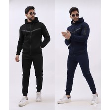 Atk Giyim Atkgiyim Tech Fleece  Erkek Renk Bloklu Su Geçirmez Fermuar Detaylı Kapüşonlu Eşofman Takımı