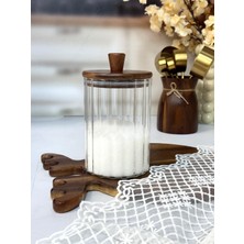 Mien Akasya Kapaklı Cam Kavanoz Çizgili  860 ml