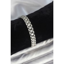 Pazarcan 316L Çelik Gümüş Renk 9 mm Kalınlık Erkek Bileklik