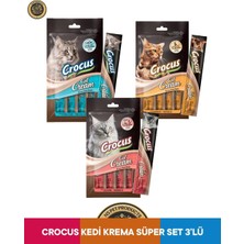 Crocus Tavuk & Ton Balık & Somon Kedi Krema Ödül Maması Seti 12X15 gr