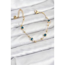 Pazarcan 316L Çelik Gold Renk Topçuklu Nazar Model Kadın Bileklik