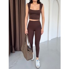 Sz 2012 Acı Kahve Tayt Yüksek Bel, Toparlayıcı ve Esnek