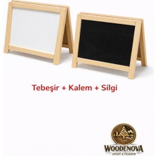 Woodenova Doğal Ahşap Mini Yazı Tahtası – Siyah -Tebeşirli – Tek Adet