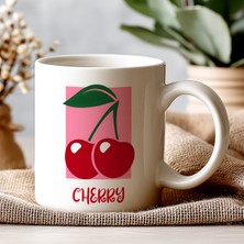 Cherry Kupa – Kiraz Temalı Minimal Tasarım – Renkli Estetik Hediye Kupa