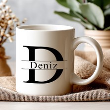 Harfli Isimli Kişiye Öze Beyazl Kupa Bardak – Şık, Minimal Tasarım Kupa Bardak