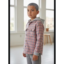 Gala Stil Gala Kolu Lastkli Kapüşonlu Çizgili Unisex Çocuk Gömlek