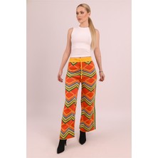 Armonika Kadın Sarı Beli Bağlamalı Renkli Triko Pantolon ARM-26K136022