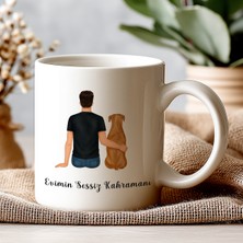 Evimin Sessiz Kahramanı – Erkek ve Köpek Temalı Kupa Hediye - Evcil Hayvan Severlere Özel Kupa