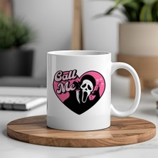 Call Me Tasarımlı Porselen Kupa Bardak – Kalp Temalı Özel Tasarım Kahve Kupası