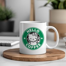 Sevimli Hello Coffee Figürlü Porselen Kupa Bardak | Kahve Severlere Özel