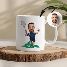 Tenis Temalı Kişiye Özel Karikatürlü Kupa – Fotoğraftan Çizim, Özel Tasarım Hediye
