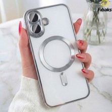 Fibaks Apple iPhone 16 Plus Kılıf Kamera Lens Korumalı Magsafe Şarj Kilifi Şeffaf Renkli Yumuşak Kapak