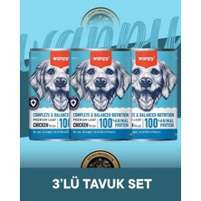 Wanpy Tahılsız %100 Gerçek Et Tavuklu Ezme Köpek Konserve Maması Seti 3x375 gr