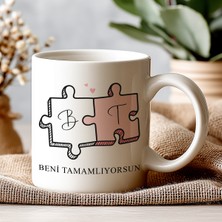 Kişiye Özel Çift Kupası – Beni Tamamlıyorsun Yazılı Puzzle Tasarım Hediye