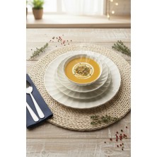 Porreal Porselen 6 Kişilik 24 Parça Gold File Detaylı Yemek Takımı