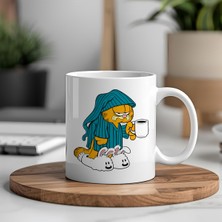 Uykulu Kedi Tasarımlı Porselen Kupa Bardak – Kahve Severlere Eğlenceli Hediye